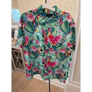 Margaritaville Men’s Clearwater Tropical Button Up Hawaiian Shirt Size XL
